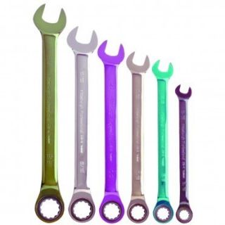 Pittsburgh Pro 6 Piece 12 PT. SAE Ratcheting Color Combo Wrench Set