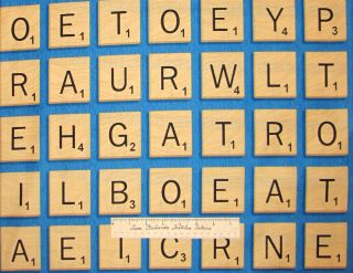 Hasbro Scrabble 98 Large Letter Tiles Pieces Block Blue Fabric RARE