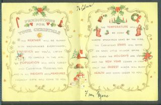 Vintage Greeting Card An Almanac of Christmas Wishes Predictions for