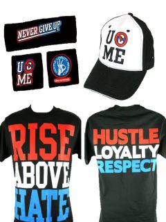 John Cena Mens Rise Above Hate Costume Hat T shirt Wristbands