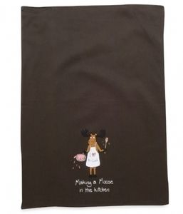 Hatley Funny Cotton Tea Towel Making A Moose in Kitchen