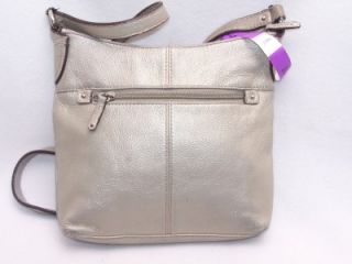 Tignanello Gunmetal Pebble Leather Crossbody Organizer Bag A81707 271