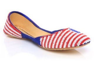 Unze Ladies Us Flag Patterned Indian Khussa   Usa Shoes