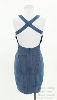Herve Leger Blue Twisted Halter Bandage Dress Size M NEW $1450