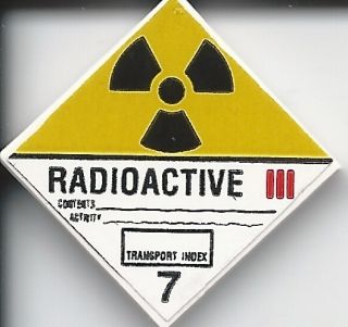 Custom DOT Hazard Class Placard on LEGO 2 x 2 White Tile (Radioactive