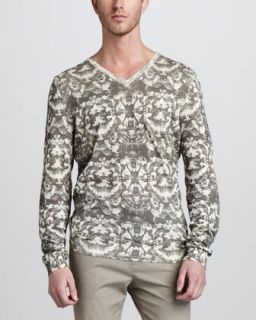 N20TF McQ Alexander McQueen Insect Print V Neck Sweater