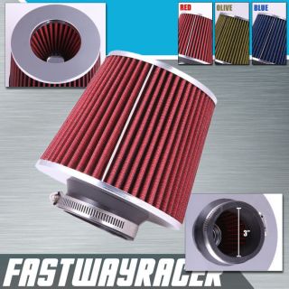 High Performance Red 3 Inlet Cone Dry Flow Air Filter Oil Free Intake