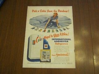 Vintage Original print ad International Harvester Refrigerators 1951