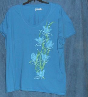JMS SHAPED FIT Sz 3X 22W 24W FLOWER GRAPHIC Casual CREW NECK T Shirt