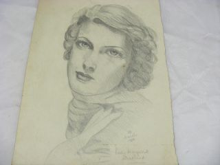  Marguerite Strickland Portrait Pencil Sketch Drawing Jean Heap