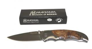 Boker Magnum Hawk Folding Wood Handle Hunting Knife 01MB042 New