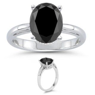 20 Cts Black Diamond Scroll Ring in 14K White Gold 9.5: Jewelry