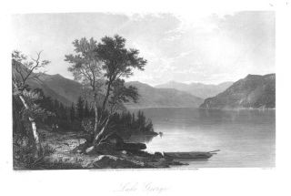 Lake George New York Landscape Engraving Antique Print