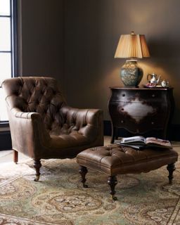 Old Hickory Tannery Tufted Leather Chair & Ottoman   