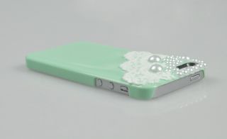  Girl Pearl Lace Hard Case Cover for iPhone 5 5g Light Green