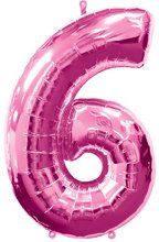 Large Pink Number 6 Balloon, Number Balloons Toys & Games