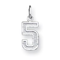 Sterling Silver Small Diamond cut Number 5 Charm   JewelryWeb Jewelry