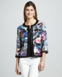 44HQ Michael Simon Sequined Print Zip Jacket & Solid Knit Shell