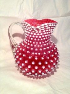 hobbs cranberry opalescent hobnail pitcher wow