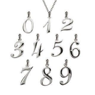  Sterling Silver Lucky Number Pendants, Number 7: Jewelry: 