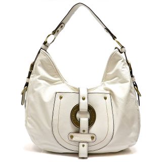  Valentino White Ring Buckle Hobo Shoulder Bag Tote Purse Handbag