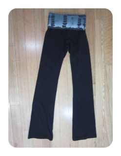 New Hard Tail Black Gray Fold Waist Boot Cut Yoga Pants XSmall $78