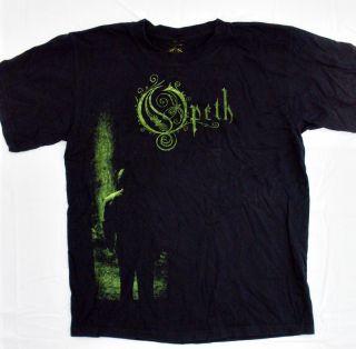 Metal Hardcore OPETH Black & Green Logo Fitted Band Tee Shirt Sz M