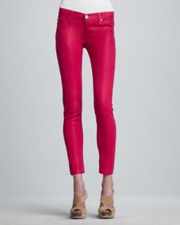 Hudson Krista Super Skinny Waxed Jeans, Hot Pink   Neiman Marcus