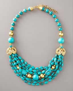 Jose & Maria Barrera Turquoise & Gold Necklace   