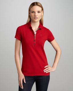Burberry Brit Basic Check Placket Polo, Red   