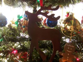  6 Rain Deer Hand Crafted Christmas Ornaments Rustic