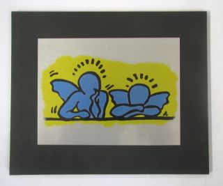 Keith Haring Print on Aluminum Plate Cherubs by Raffaello Work by
