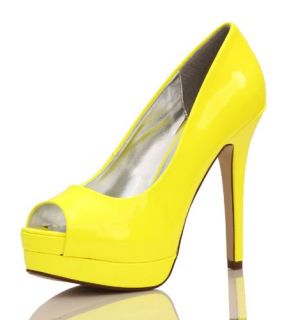 Neon Yellow Peep Toe Platform Pump Size 5.5 10 Shoes