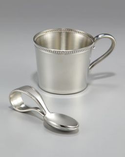 reed barton pewter baby beads cup handle spoon $ 35 35