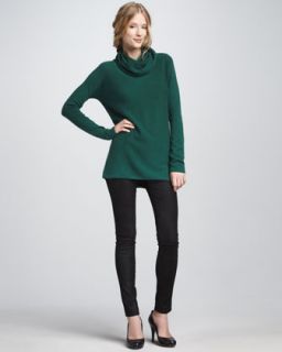 Vince Cowl Neck Cashmere Sweater & Textured Leather Jeans   Neiman