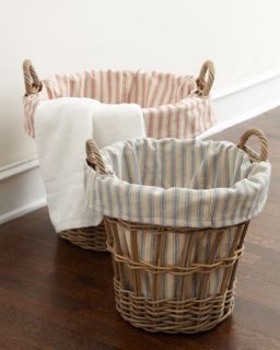 3PVH French Laundry Home Wicker Laundry Baskets with Ticking Stripe