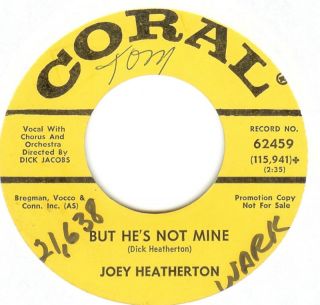 Joey Heatherton 45 Coral Soul Pop Rock DJ Copy HTF