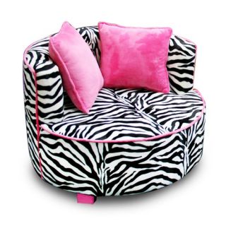 Harmony Kids Magical Redondo Minky Chair in Zebra 70120