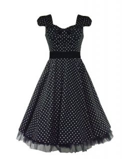 50s Vintage Tea Prom Dress Small Polka Dot Black & White