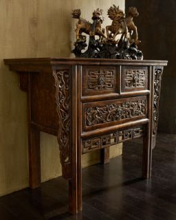 Antique Carved Wood Chest   