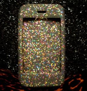 NEW RARE Juicy Couture IPHONE 3 & 4 GLITTER JELLY Case COVER w/ CROWN