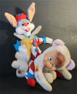 Vintage Pose Able Harlequin Bunny 2 Straw Stuffed Vintage Critters