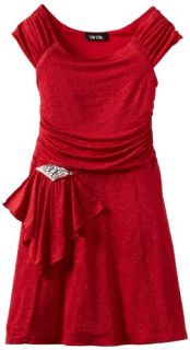 Amy Byer Girls 7 16 Glitter Knit Dress, Red, 14: Clothing