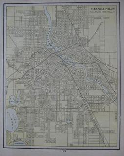1899 Streetcar Map Minneapolis Minnesota Minnetonka RR