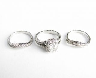 Estate Beaudry Platinum 1 1 Ct Diamond D VS1 Engagement Ring Emerald