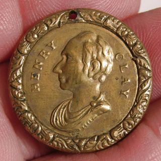 1844 HENRY CLAY PRESIDENTIAL CAMPAIGN SHELL BRASS MEDALET SULLIVAN