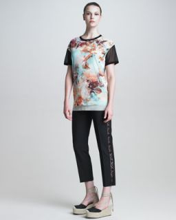 41S8 Jean Paul Gaultier Floral Print T Shirt & Lace Striped Slim