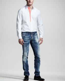 DSquared2 Contrast Tape Sport Shirt & Distressed Slim Jeans   Neiman