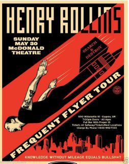 Henry Rollins 2010 Eugene or Concert Tour Poster Punk
