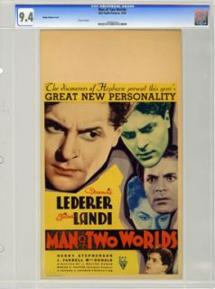 Man of Two Worlds 1934 CGC 9 4 Midget Window Card Francis Lederer